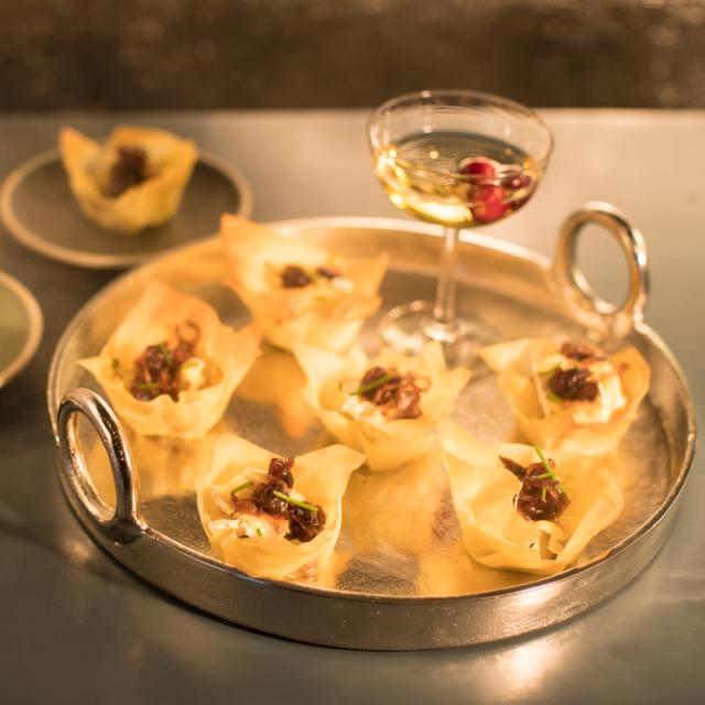 Caramelised Leek, Brie and Cranberry Tartlets