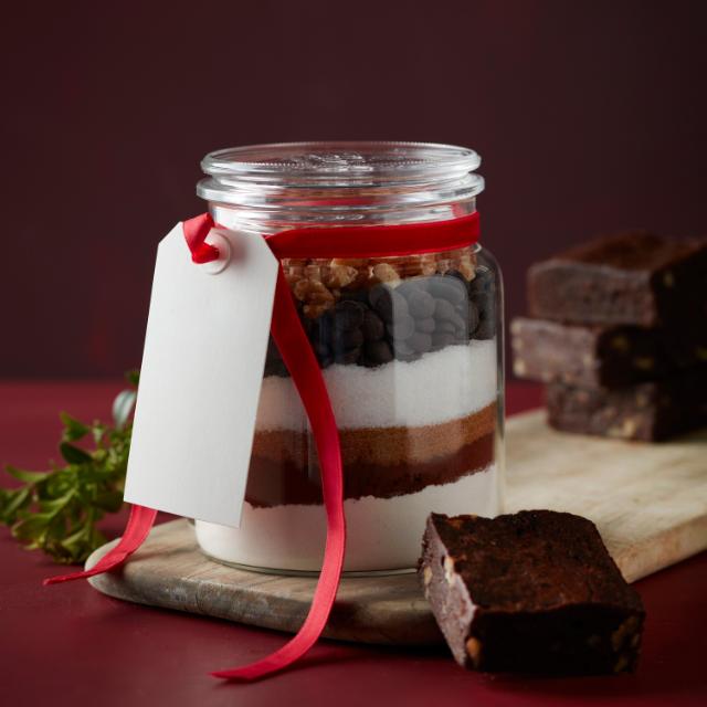 Brownie mixture in a jar