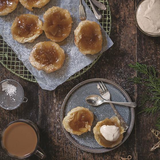 Mini Apple Tartes Tatin with Cinnamon Creme