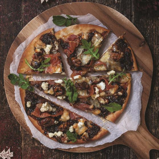 Pear, Prosciutto, and Walnut Pizza