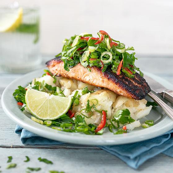 Spicy Salmon with Chilli Lime Sauce