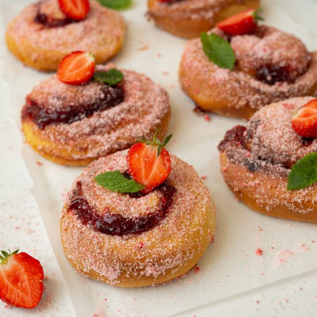Strawberry And Mint Brioche Scrolls