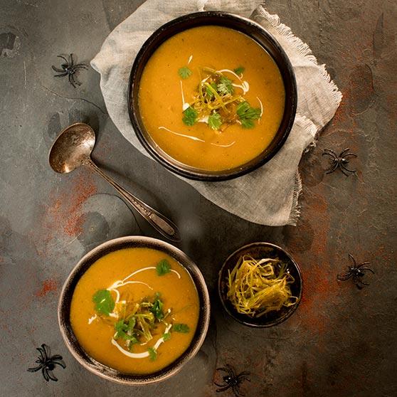 Coconut and Butternut Squash Soup with Caramelised Leeks