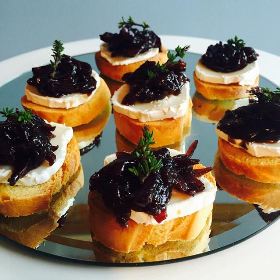 Goats Cheese Crostini with Red Onion Marmalade