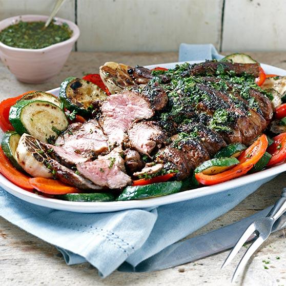 Greek Style Butterflied Leg of Lamb with Chimichurri