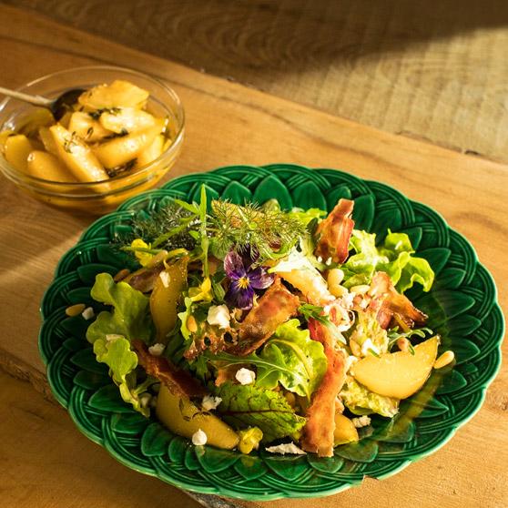 Pear and Pancetta Salad with Goat's Cheese