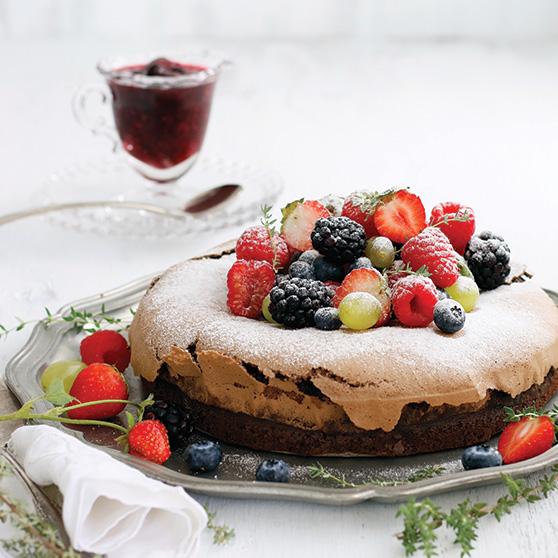 Chocolate Berry Meringue Cake