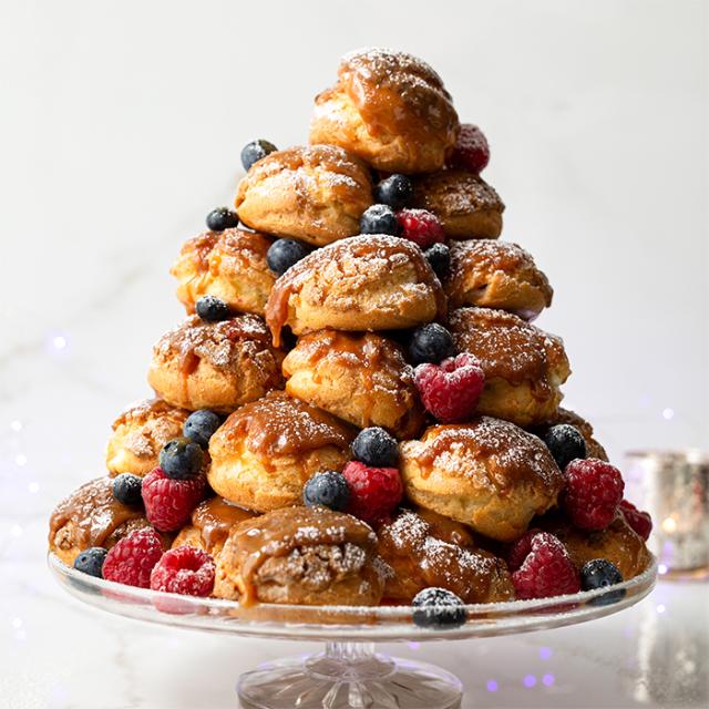 Croquembouche tower with berries