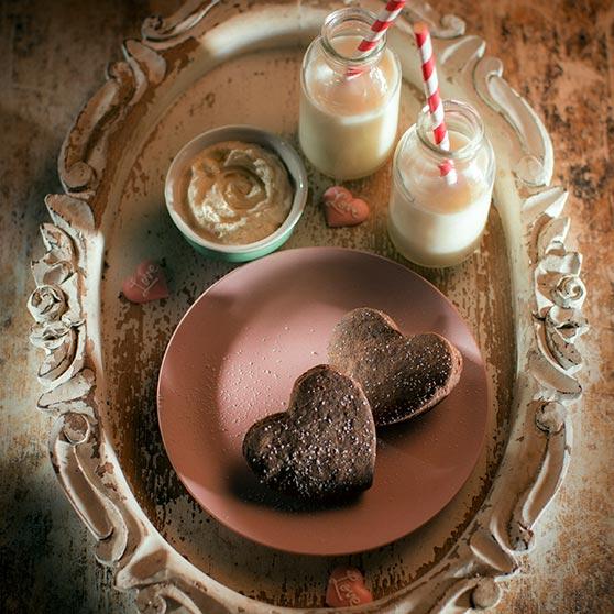 Orange Chocolate Shortbread Hearts with a Rum Dip