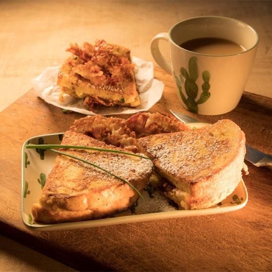 Pancetta Chive Cream Cheese Stuffed French Toast