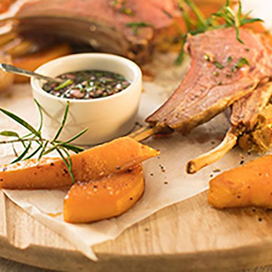 Rack of Lamb with Butternut Squash Cumin Wedges