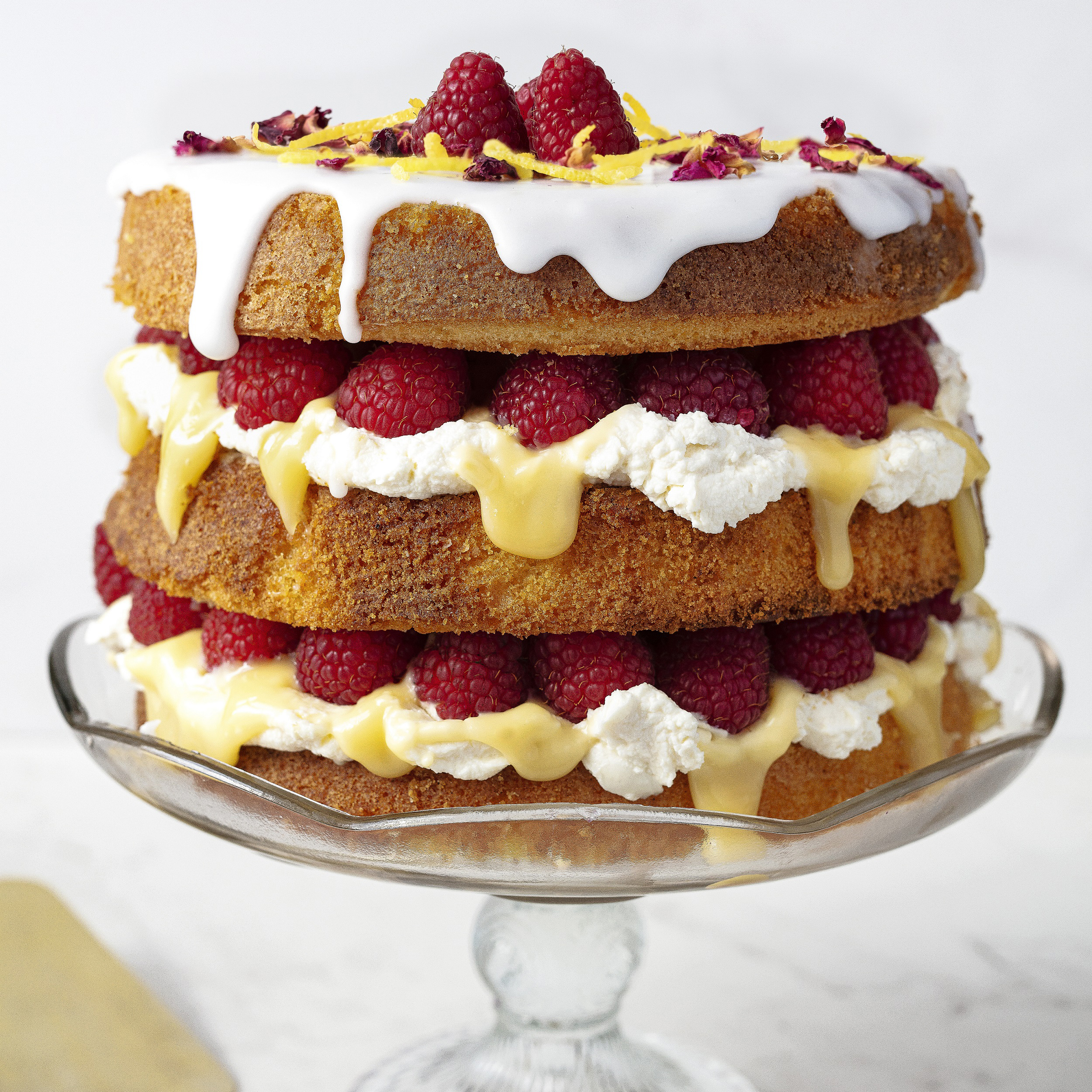 Lemon Raspberry Number Cake Lemon Raspberry Layer Cake Lemon Raspberry & Rose Two Tier Cake